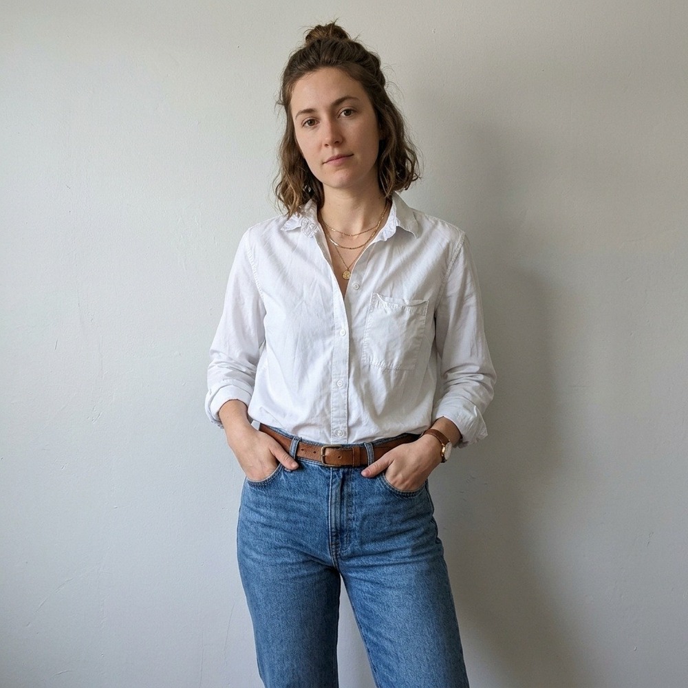 J.Crew Garcon Women Top 4 White Button Down Organic Cotton Minimalist